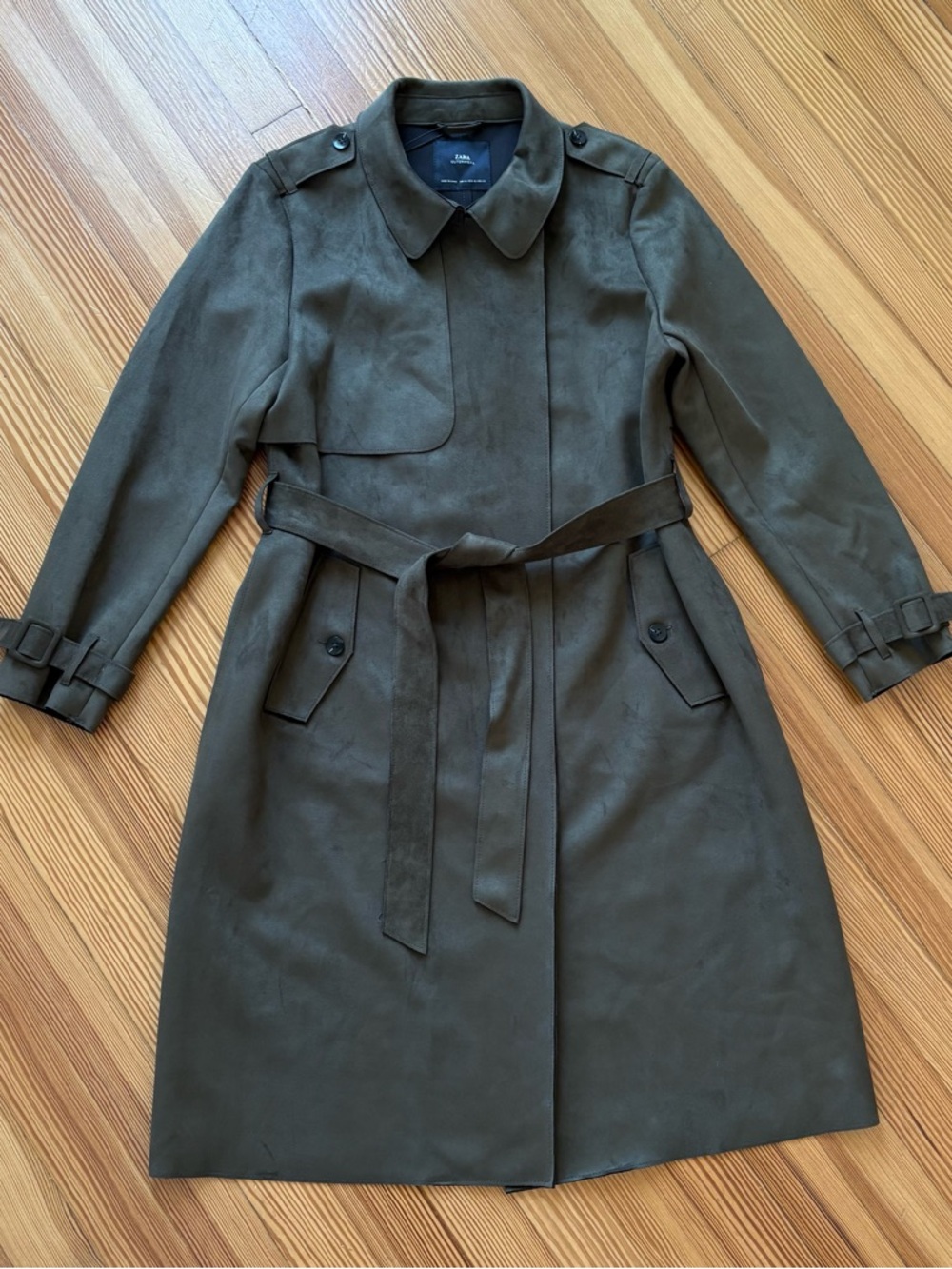 Zara Dark Olive Trench Coat with Belt
